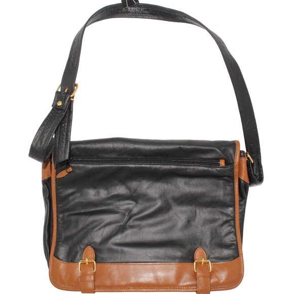 Unbranded Other - Faux Leather Laptop Business Messenger Bag Black Brown Adjustable Strap Travel